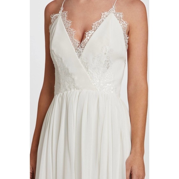 Dress The Population A-Line Criss Cross Back White Maxi Dress Women Size XL NWT - Picture 3 of 10